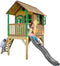 AXI Laura Speelhuis in Bruin/Groen - Met Verdieping en Grijze Glijbaan - Speelhuisje voor de tuin / buiten - FSC hout - Speeltoestel voor kinderen
