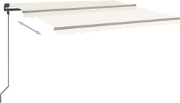 vidaXL - Luifel - handmatig - uittrekbaar - met - palen - 4,5x3,5 - m - crèmekleurig