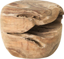 MUST Living Coffee table Ball Natural,±30xØ40 cm, natural recycled teakwood with natural cracks