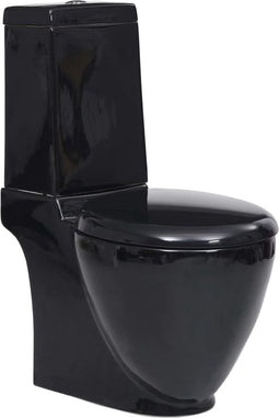 vidaXL - Toilet - met - afvoer - achter - keramiek - zwart