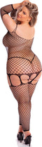 Visnet bodystocking met jarreteloptiek plus size Pink Lipstick - - XL/3XL