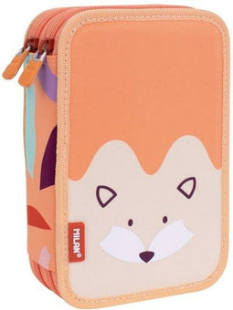 Dubbele etui Milan Animals Oranje 19,5 x 13 x 5 cm