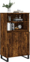 vidaXL - Hoge - kast - 60x36x110 - cm - bewerkt - hout - gerookt - eikenkleurig