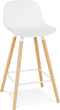 Alterego Mini Tatsu - Witte Barkruk - Natuurlijke Houten Poten - 48x46x89cm