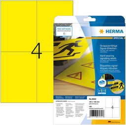 Herma 8032 - Folie-etiketten 105 x 148 mm - Extra sterk hechtend - Geel (100 stuks)
