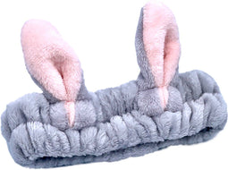 SMUG Konijn Spa Haarband - Hoofdband voor Makeup en Yoga - Konijnenoren - Grijs