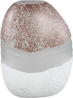 PTMD Sibylle White Glass Vase Organic Shape Brown Top L