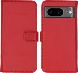 Selencia Hoesje Geschikt voor Google Pixel 8 Hoesje Met Pasjeshouder - Selencia Echt Lederen Bookcase - Rood