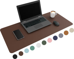 WURK Professionele Bureau Onderlegger - Bureau Organizer - Muismat XXL - Inclusief Kabel Clip - Donker Bruin - 90x45 cm