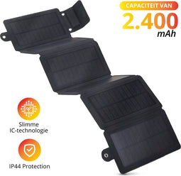 Lideka® Solar charger - Solar oplader - 2400 mAh 5V - Lichtgewicht en uitklapbaar - Voor iPhone Samsung Apple