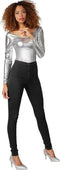 Dressforfun Metallic body - verkleedkleding - sexy uitstraling - zilver XL