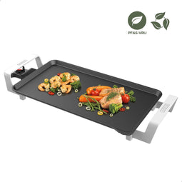 Bourgini Elements - Grillplaat - 2500W - PFAS-vrije keramische anti-aanbaklaag - 46 x 26 cm - Antraciet