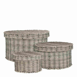 Mica Decorations Mand Liam - 44x44x26 cm - Polyester - Grijs - Set van 3