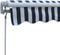 vidaXL - Luifel - handmatig - uittrekbaar - 300 - cm - blauw/wit