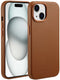 Accezz MagSafe Leather Backcover - iPhone 15 - Echt leer met verhoogde randen - Bruin
