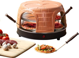 Emerio Pizzarette - 8 Persoons Pizza Oven - Handgemaakte Terracotta Koepel - 1500W - RVS Bakplaat (8 stuks)