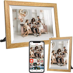 BestHome® Premium - Digitale Fotolijst 10.1 inch - Wifi XL IPS Scherm Houten Frame
