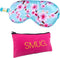 SMUG Slaapmasker met Opbergzakje - 100% Verduisterend - Verstelbaar Oogmasker in Satijn - Cherry Blossom Print