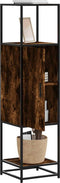vidaXL - Hoge - kast - 35,5x35x139 - cm - bewerkt - hout - en - metaal - gerookt - eiken
