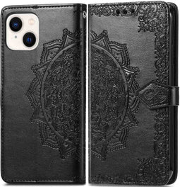 iMoshion Hoesje Geschikt voor iPhone 14 Hoesje Met Pasjeshouder - iMoshion Mandala Bookcase - Zwart