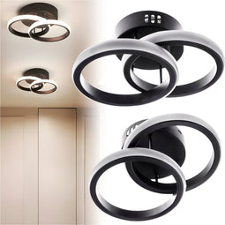 Led plafondlamp dubbele ring - 2 LED-ringen - zwart - 26x17 cm