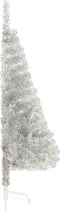vidaXL - Kunstkerstboom - half - met - standaard - 150 - cm - PET - zilverkleurig