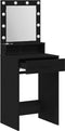 vidaXL - Make-up - tafel - met - LED-verlichting - - - Zwart - Eiken, - 50x41x135 - cm