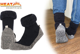 Heat Essentials Wollen Pantoffelsokken - Antislip - Donkerblauw - Maat 39/40 (1 paar)
