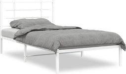 vidaXL - Bedframe - met - hoofdbord - metaal - wit - 100x190 - cm