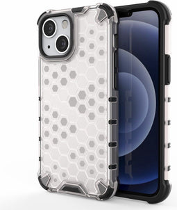 Lunso - Honinggraat Armor Backcover hoes - Geschikt voor iPhone 13 Mini - Wit