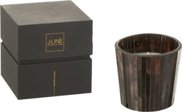 J-Line geurkaars Noa - Woody Aurora - glas - bruin - small - 35U