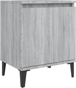 vidaXL - Nachtkastje - met - metalen - poten - 40x30x50 - cm - grijs - sonoma - eiken
