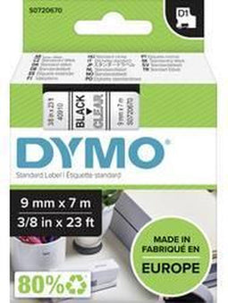 DYMO D1 - Labeltape - Zwart op Doorzichtig - 9 mm x 7 m (1 stuk)