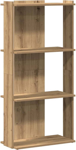 vidaXL - Boekenkast - 3-laags - 60x30x120 - cm - bewerkt - hout - artisanaal - eiken