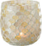 J-Line windlicht Mozaiek - glas - wit/lichtgeel - medium