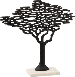 J-Line decoratie Boom Op Voet - aluminium/marmer - zwart/wit