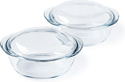 Pyrex - 4 In 1 Ovenschaal Rond met Deksel 3 liter - Borosilicaatglas (2 stuks)