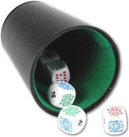 Longfield 300610 - Pokerbeker met deksel - 5 pokerstenen - zwart