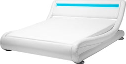 AVIGNON - Futon tweepersoonsbed - LED - Wit - 140 x 200 cm - Kunstleer