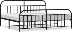 vidaXL - Bedframe - met - hoofd- - en - voeteneinde - metaal - zwart - 200x200 - cm