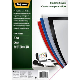 Fellowes Fantasia polypropyleen dekbladen - transparant/lijnen - A4 - 50PK