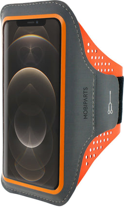 Mobiparts Comfort Fit Sport Armband - Apple iPhone 12 Pro Max - Lichtgewicht ademend materiaal - Neon Oranje