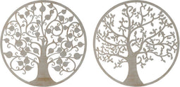 Wanddecoratie DKD Home Decor Wit Metaal Boomstructuur (2 pcs) (100 x 1 x 100 cm)