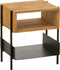 J-Line Tina nachttafel - hout & metaal - naturel & zwart - woonaccessoires