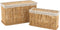 J-Line mand Rechthoekig - bamboe - naturel/wit - 2 stuks