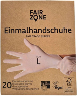 Fairzone - Latex Wegwerphandschoenen - Wegwerphandschoenen - Natuurrubber - Maat L - 20 stuks