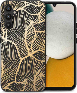 iMoshion Hoesje Geschikt voor Samsung Galaxy A34 (5G) Hoesje Siliconen - iMoshion Design hoesje - Zwart / Golden Leaves