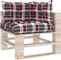 vidaXL - Palletkussens - 3 - st - ruitpatroon - stof - rood