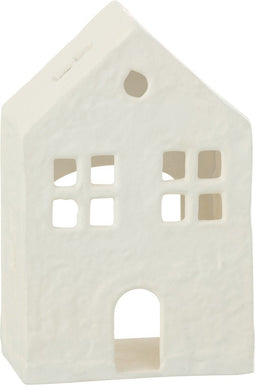 J-Line kaarshouder - theelichthouder Huis - aluminium - wit