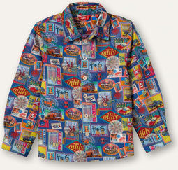 Oilily Bas Blouse - Blouses - Katoen - Jongens - Kinderen - Regular Fit - Blauw - 110/5yr